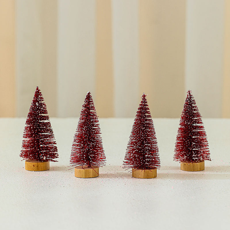 Wholesale 4PCS 10cm*4.5cm Mini Cedar Christmas PVC Ornaments
